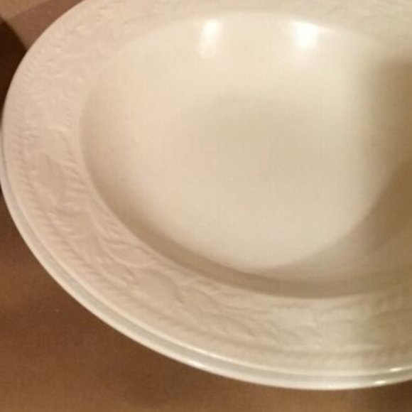 Sango Garland 8.7/8” Wide Rim Soup Bowl Embossed Scrolls & Floral Set of 4 - Picture 4 of 7